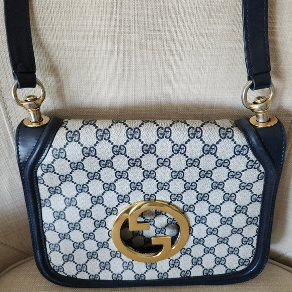 Gucci Vintage 1970s Blue Monogram Blondie Shoulder Bag - Picture 8 of 16